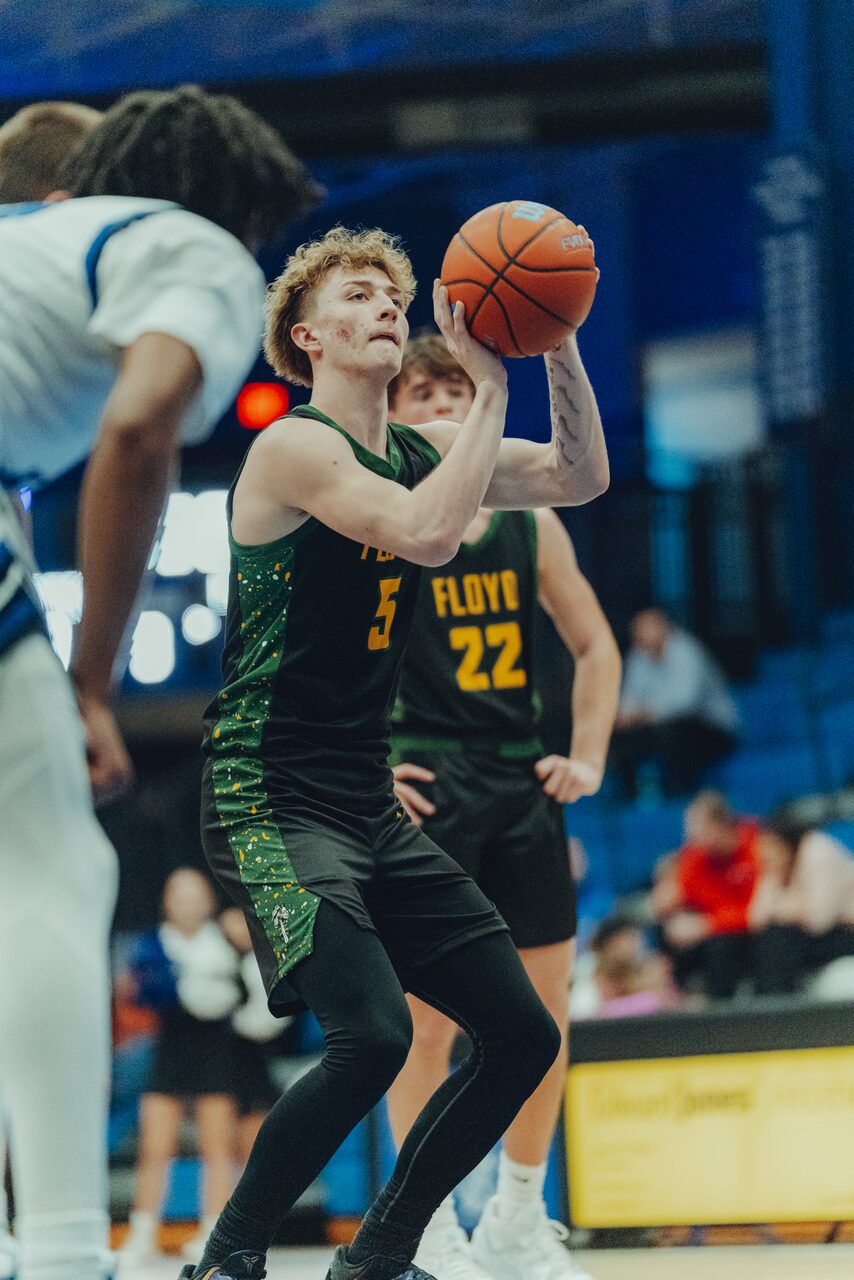 Floyd Central guard rising for a shot